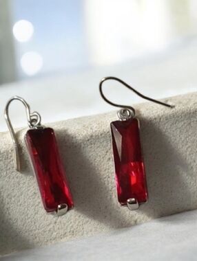 Color Crystal Rectangle Drop Earrings